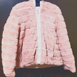 Pink Reversible Faux Fur Jacket